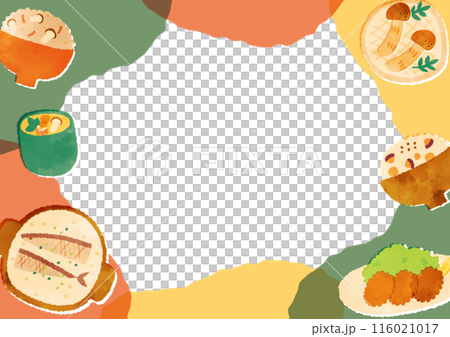 秋の味覚水彩イラスト背景テンプレート 116021017