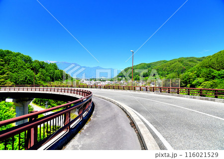 花の丘ループ橋より高遠町の街並みを望む(長野県伊那市)【2024.6】 116021529