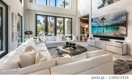 Modern Comfort: Contemporary Living Room. Generative AI	 116021916