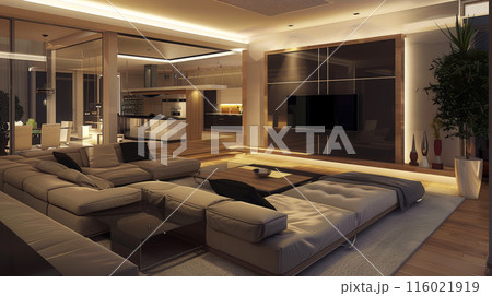 Modern Comfort: Contemporary Living Room. Generative AI	 116021919