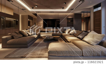 Modern Comfort: Contemporary Living Room. Generative AI	 116021921