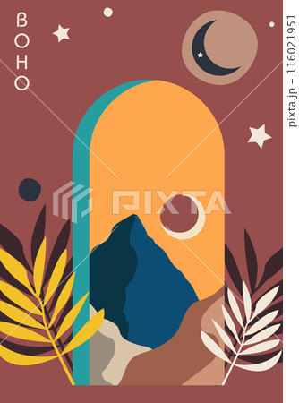 Boho, boho style illustration, vector 116021951