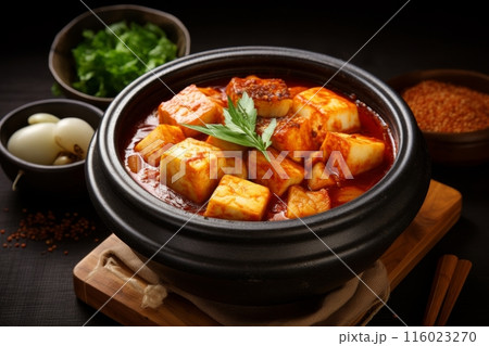 Traditional and delicious south korean sundubu jjigae soft tofu stew for food lovers 116023270