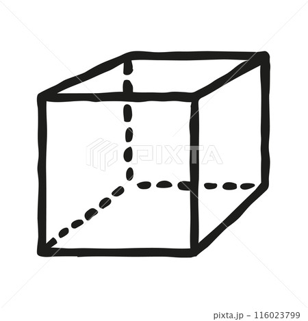 Doodle cube, simple style symbol hand drawn with thin line 116023799