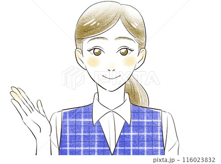 笑顔で案内をする制服の女性 笑顔で案内をする制服の女性 116023832