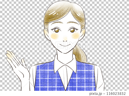 笑顔で案内をする制服の女性 笑顔で案内をする制服の女性 116023832