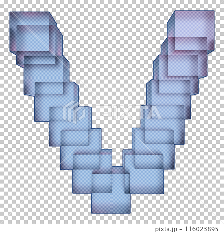 3D rendered illustration. Cubed effect letter.Decorative art font. 116023895
