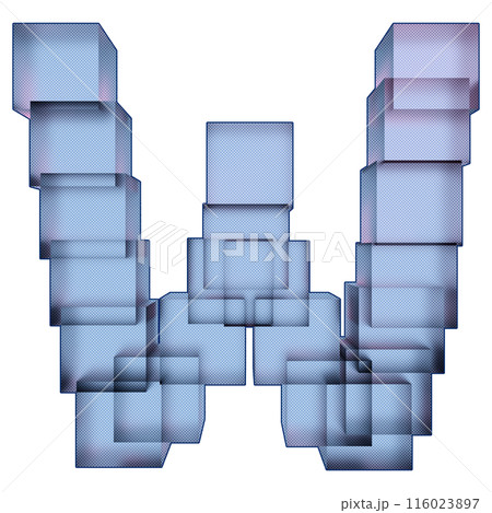 3D rendered illustration. Cubed effect letter.Decorative art font. 116023897