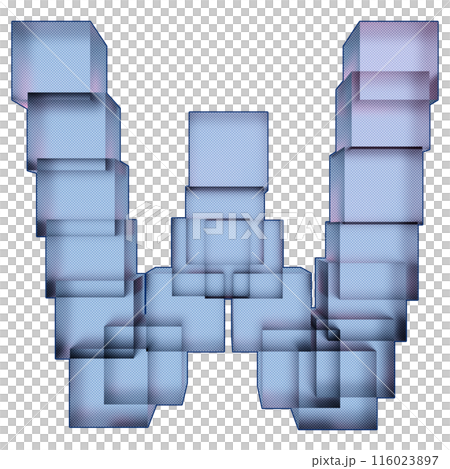 3D rendered illustration. Cubed effect letter.Decorative art font. 116023897