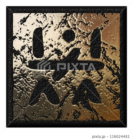 3D rendered illustration.  Magic hieroglyph. Fictional language. 116024481