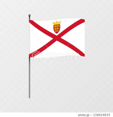 Jersey flag on flagpole. Vector illustration. 116024635