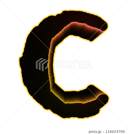 3D rendered illustration. Glowing decorative letter. Custom art font. 116024700