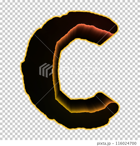 3D rendered illustration. Glowing decorative letter. Custom art font. 116024700