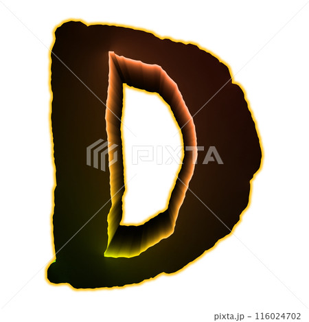 3D rendered illustration. Glowing decorative letter. Custom art font. 116024702