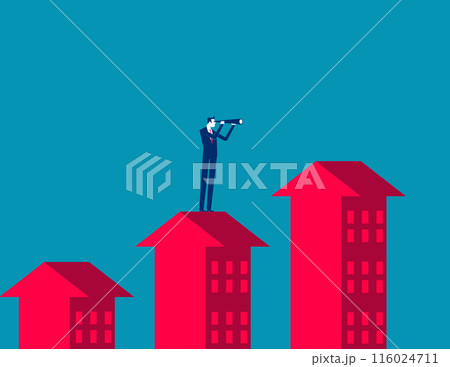 Real estate tycoons send cameras to watch the market to determine investments in homes and offices. Vector concept 116024711