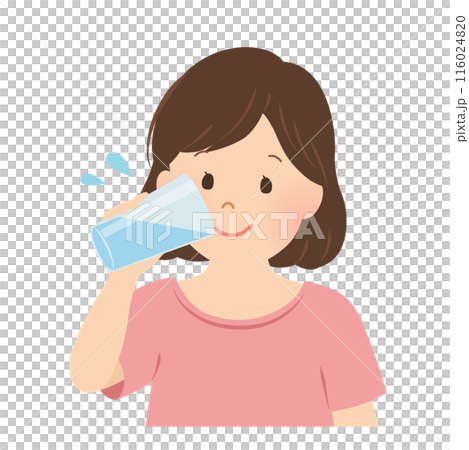 水分補給をする女性のベクターイラスト_コップ 116024820