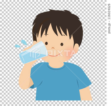 水分補給をする男の子のベクターイラスト_コップ 116024826