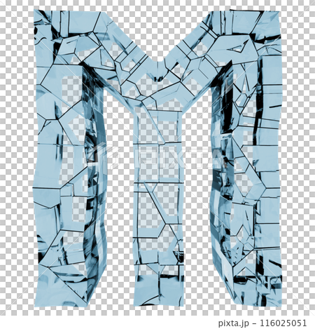 3D rendered illustration. Broken glass letter. Custom art font. 3D rendered illustration. Broken glass letter. Custom art font. 116025051