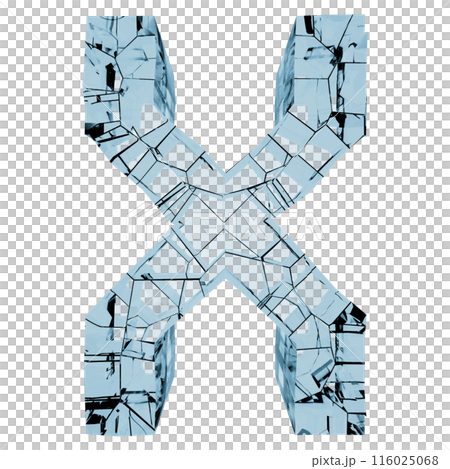 3D rendered illustration. Broken glass letter. Custom art font. 3D rendered illustration. Broken glass letter. Custom art font. 116025068