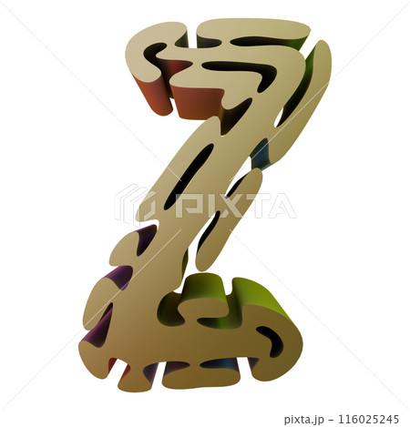 3D rendered illustration. Individual design letter. Custom art font. 3D rendered illustration. Individual design letter. Custom art font. 116025245
