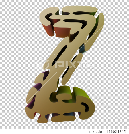 3D rendered illustration. Individual design letter. Custom art font. 3D rendered illustration. Individual design letter. Custom art font. 116025245