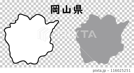 Simple map illustration of Okayama prefecture 116025251