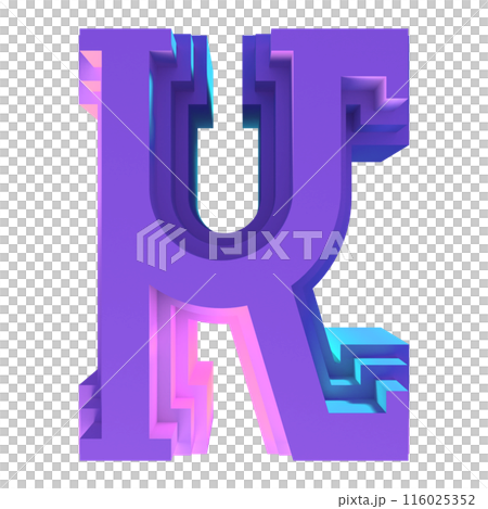 3D rendered illustration. Terraced decorative letter. Custom art font. 116025352