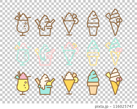 Summer food soft serve ice cream icon set 02 116025747