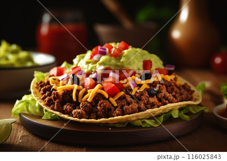 Authentic and mouthwatering mexican tostadas - delicious and appetizing traditional mexican cuisine 116025843