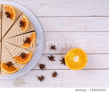 three chocolate cake slice isolated on white background three chocolate cake slice isolated on white background 116026492