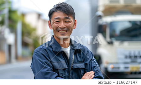 アジア人男性のトラック運転手02 116027147