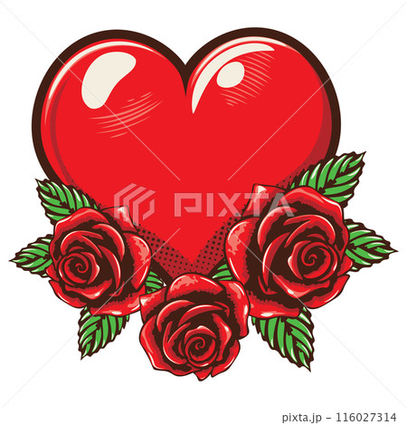 Red heart with roses Red heart with roses 116027314