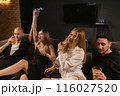Winning team noisily celebrates victory in video game 116027520
