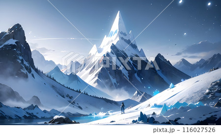 日本の田舎の静けさ - 鳥居と山を望む美しい風景のイラスト素材