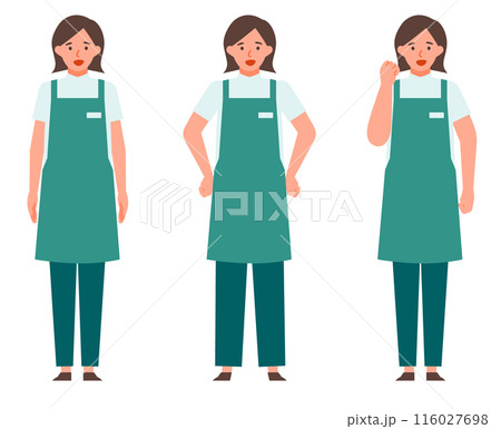 カフェや花屋の店員女性の問題解決のイラスト 問題解決 カフェや花屋の店員女性の問題解決のイラスト 問題解決 116027698
