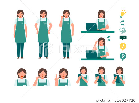 カフェや花屋の店員女性の問題解決のイラスト　問題解決 116027720