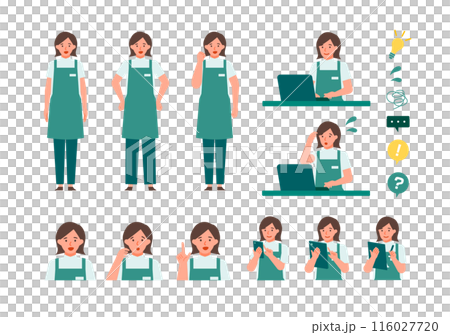 カフェや花屋の店員女性の問題解決のイラスト　問題解決 116027720