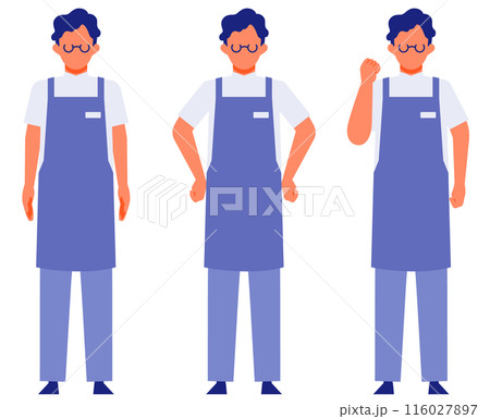 カフェや花屋の店員男性の問題解決のイラスト　問題解決 116027897