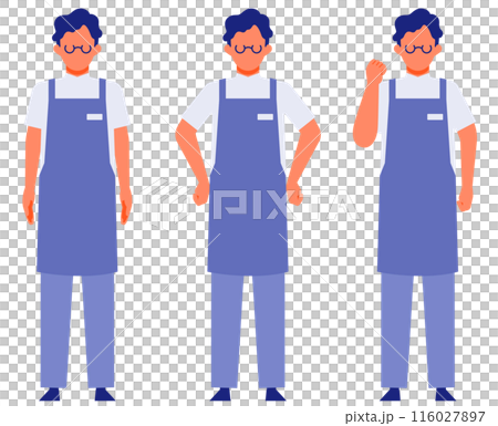 カフェや花屋の店員男性の問題解決のイラスト　問題解決 116027897