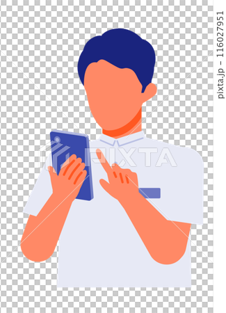 介護施設で働く男性の問題解決のイラスト スマホ 介護施設で働く男性の問題解決のイラスト スマホ 116027951