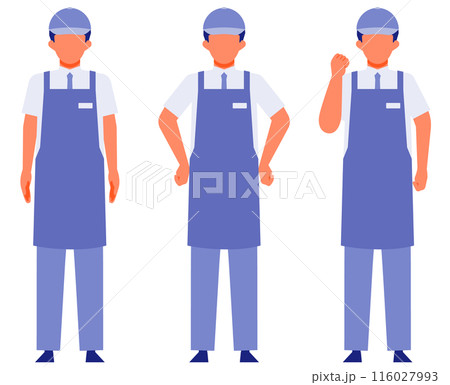 エプロンの小売店員の男性の問題解決のイラスト　問題解決 116027993