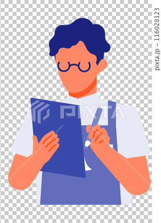 カフェや花屋の店員男性の問題解決のイラスト 手書き カフェや花屋の店員男性の問題解決のイラスト 手書き 116028123