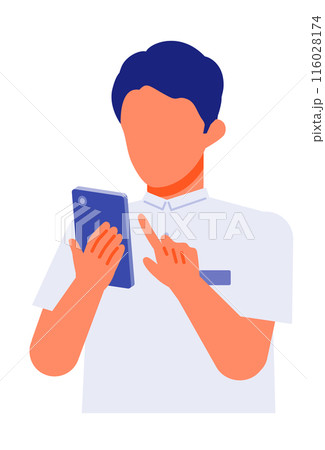 介護施設で働く男性の問題解決のイラスト スマホ 介護施設で働く男性の問題解決のイラスト スマホ 116028174