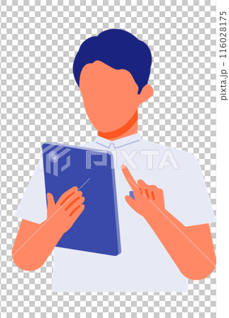 介護施設で働く男性の問題解決のイラスト　タブレット 116028175