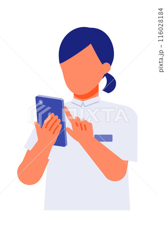 介護施設で働く女性の問題解決のイラスト スマホ 介護施設で働く女性の問題解決のイラスト スマホ 116028184