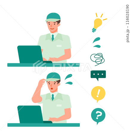 配送業の男性の問題解決のイラスト　PC 116028190