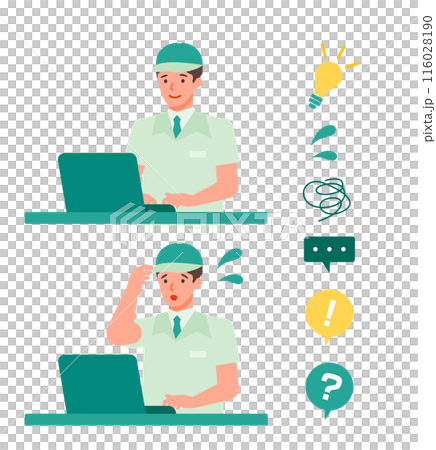 配送業の男性の問題解決のイラスト　PC 116028190