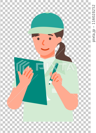 Illustration of problem solving for a woman in the delivery industry, hand-drawn 116028252