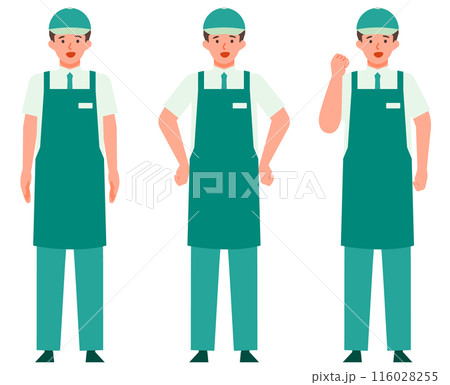エプロンの小売店員の男性の問題解決のイラスト 問題解決 エプロンの小売店員の男性の問題解決のイラスト 問題解決 116028255