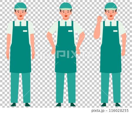 穿著圍裙的男性零售店員解決問題的插圖 116028255